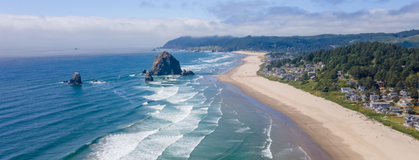 Cannon Beach Aerial with Haystack Rock (Shutterstock purchase)